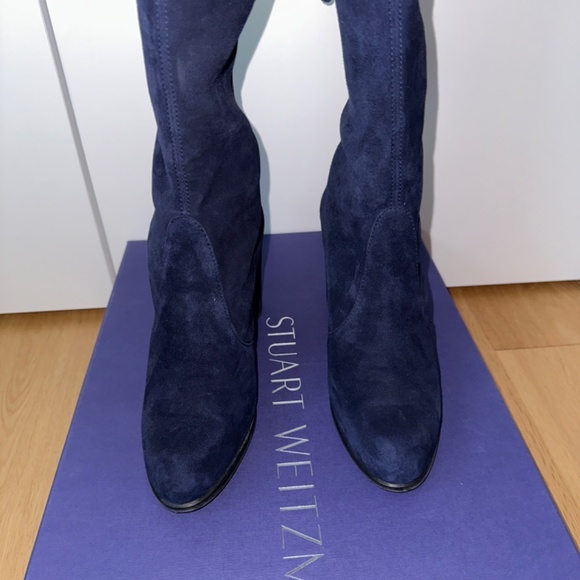 Stuart Weitzman Hiline Boots in Nice Blue Suede - Picture 9 of 9